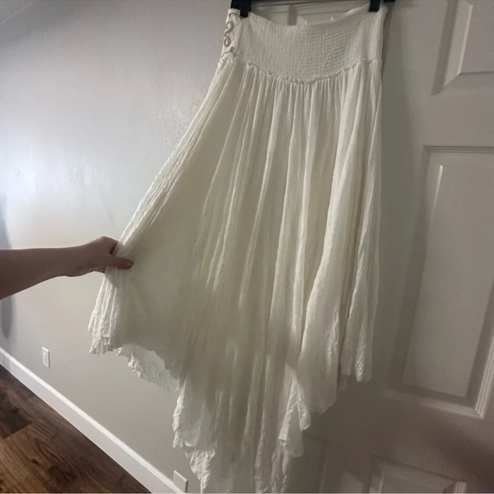 Free People Rhiannon Convertible Embroidered Waist Handkerchief Hem Maxi Skirt M - Picture 9 of 12